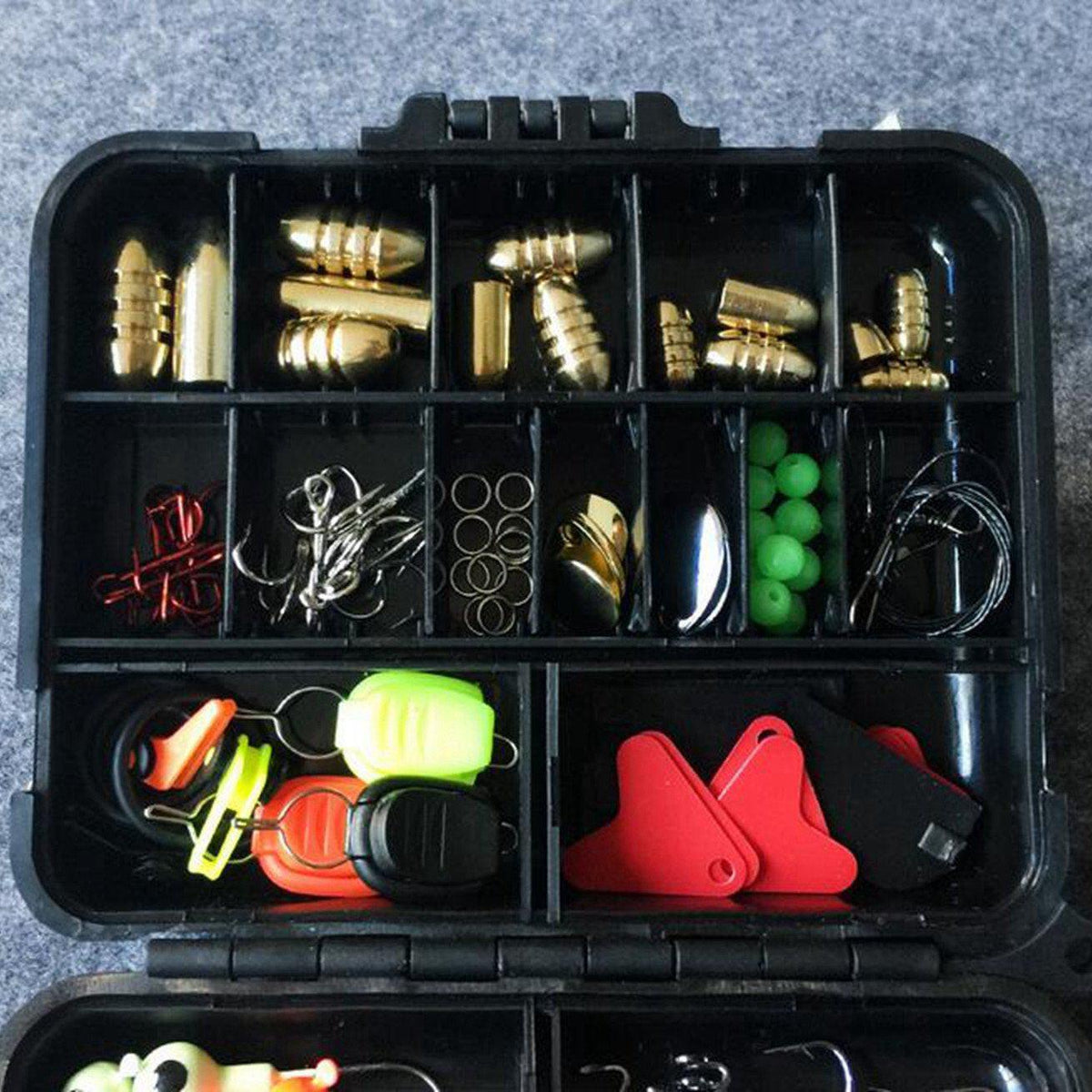128Pcs Fishing Lures Hooks Baits Black Tackle Box Full Storage Case Tool  Set