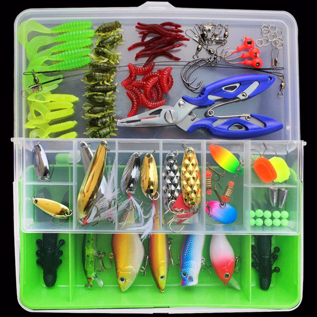 128Pcs Tacklebox Kit Hard/Soft Bait/Lure Fishhooks Tools, 55% OFF