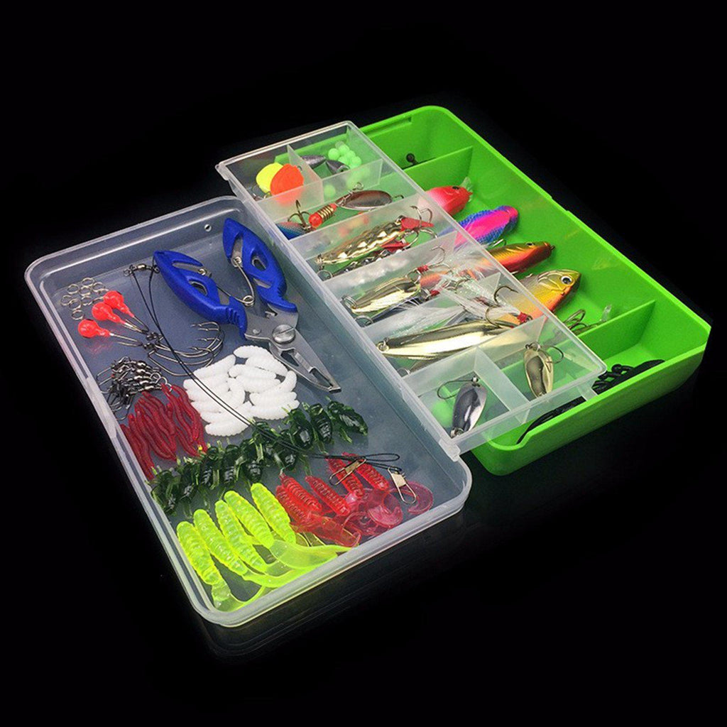 100Pcs Tackle Box Kit - Hard/Soft - Bait/Lure Fishhooks & Tools
