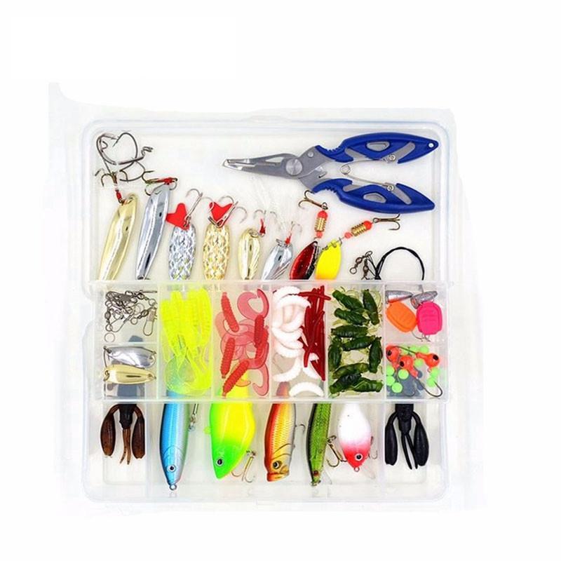 101pcs Fishing Lures Kit hard baits soft baits Pliers Hooks&two-layer tackle  Box