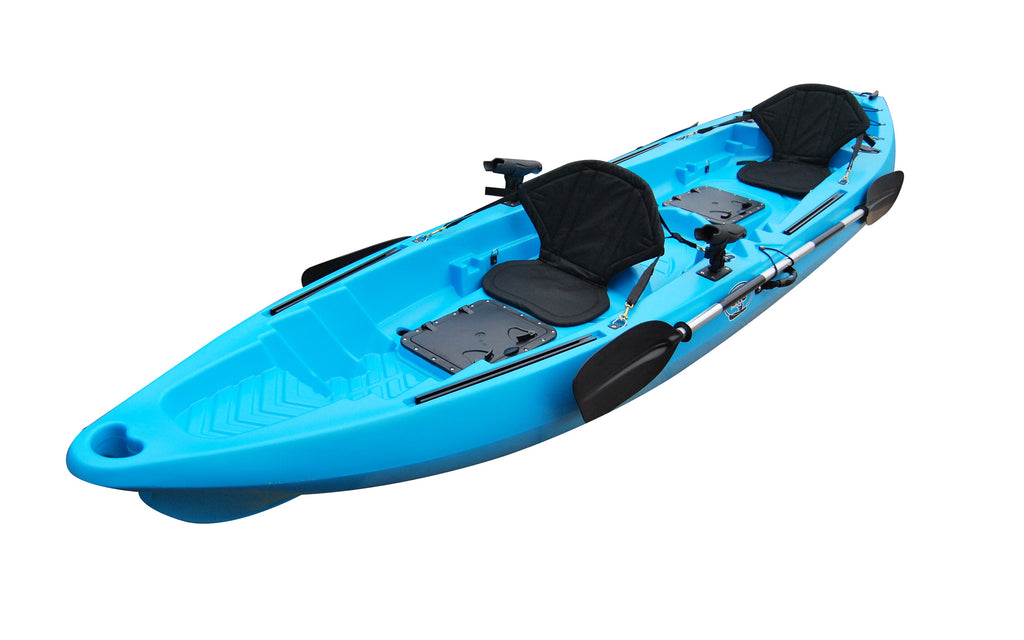 BKC - TK122 Angler 12-foot, 8 inch Tandem Sit On Top Fishing Kayak w/ Soft  Padded Seats and Paddles