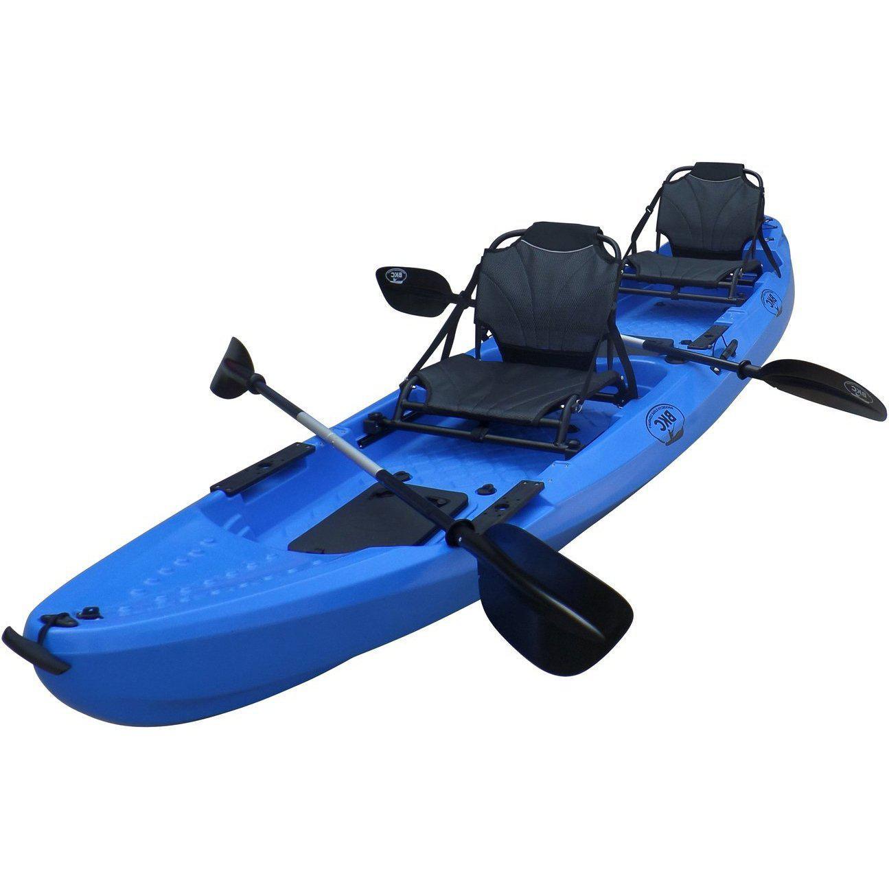 BKC TK219 13.1' Tandem Fishing Kayak W/ 2 Seats, 2 Paddles, 5 Rod Holders  Included 2-3 Person Angler Kayak