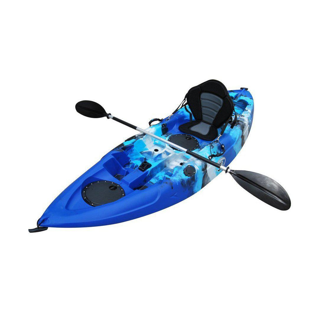 BKC PK11 10.6' Single Propeller Pedal Drive Fishing Kayak W/Rudder System,  Paddle and Upright Back Support Aluminum Frame Seat Person Foot Operated  Kayak 