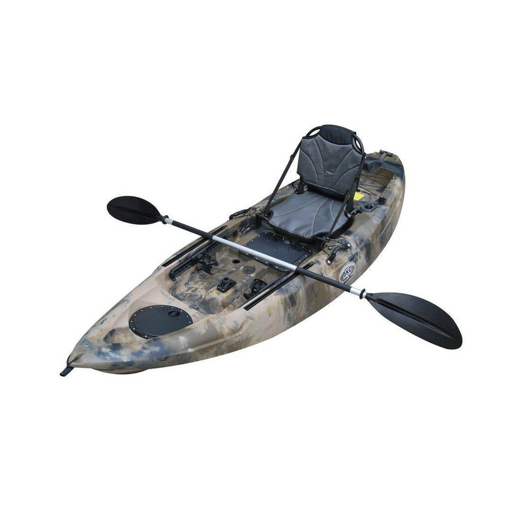 BKC FK285 Fishing Kayak | Solo Sit-On-Top Angler Kayak with Aluminum Frame Seat | Paddle Included