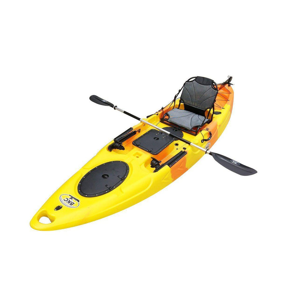 BKC RA220 11.5' Single Fishing Kayak w/ Upright Aluminum Frame Seat, Paddle, Rudder Included Solo Sit-On-Top Angler Kayak