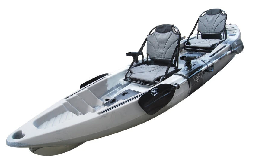 BKC TK219 12.2' Tandem Fishing Kayak W/Soft Padded Seats, Paddles,6 Rod  Holders Included 2-3 Person Angler Kayak 