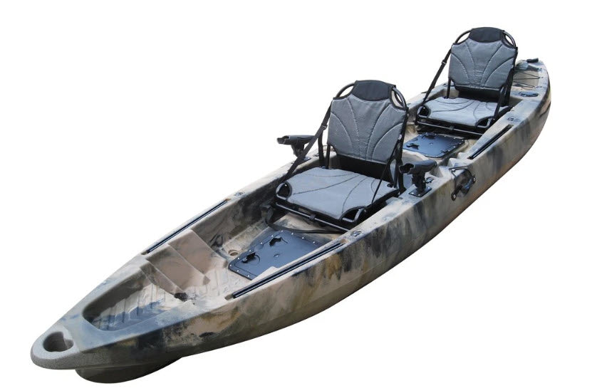 BKC TK122 Angler 12-Foot, 8 inch Tandem Sit On Top Fishing Kayak w/ Upright Aluminum Frame SEATS and Paddles Blue