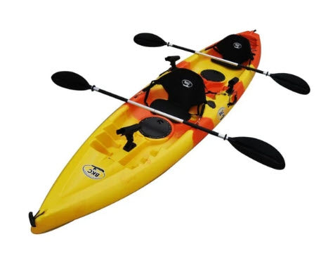 BKC - TK122 Angler 12-Foot, 8 inch Tandem Sit On Top Fishing Kayak w/ Soft Padded SEATS and Paddles Camo